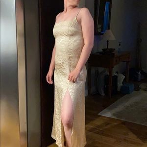 Sexy nude silk animal print shiny cocktail dress